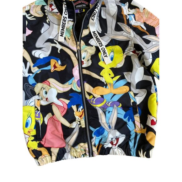 Looney Tunes Members Only Hooded Jacket With Colorful Cartoon Characters Print - Picture 8 of 10